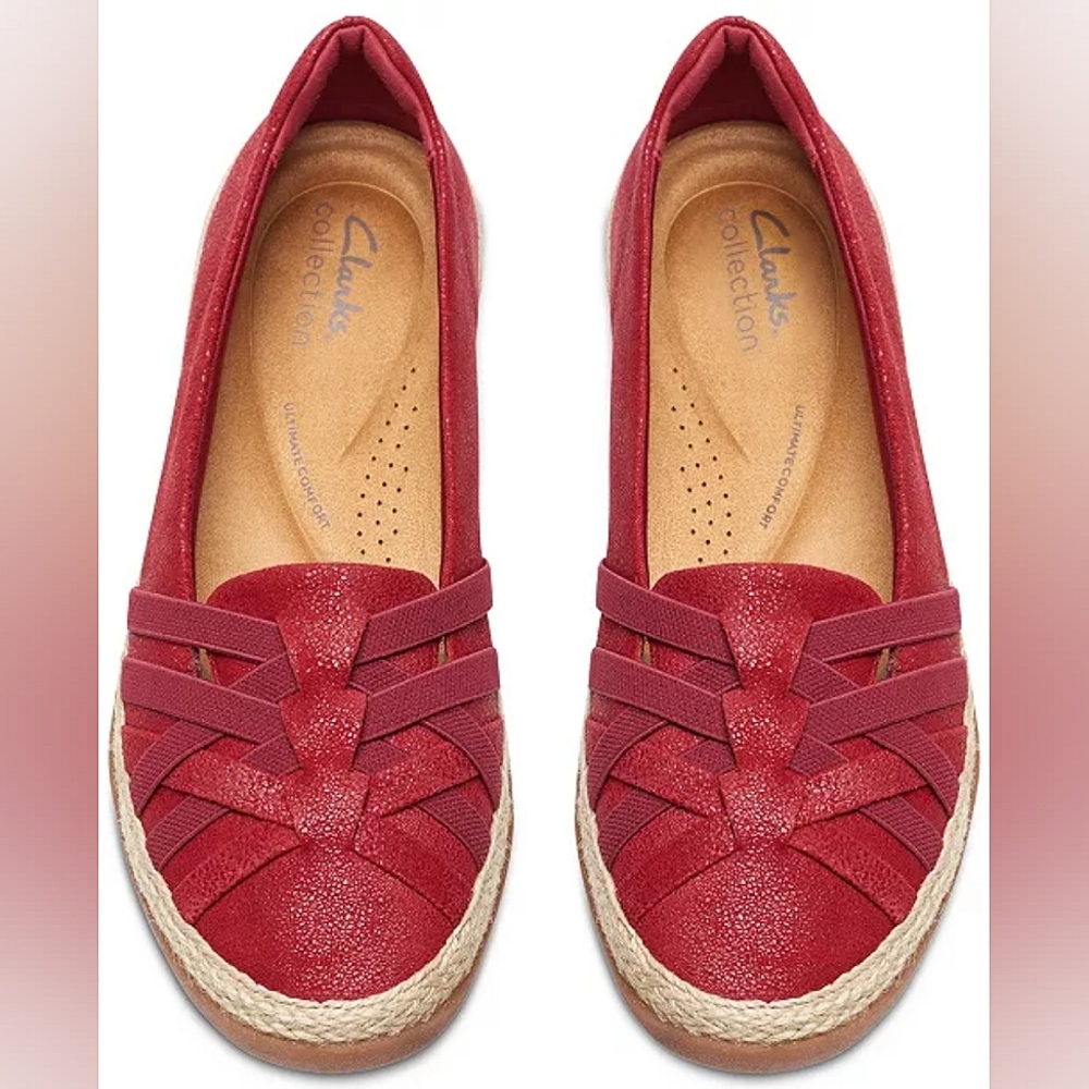 Clarks Women's Elaina Petal Woven-Vamp Jute-Trim Flats